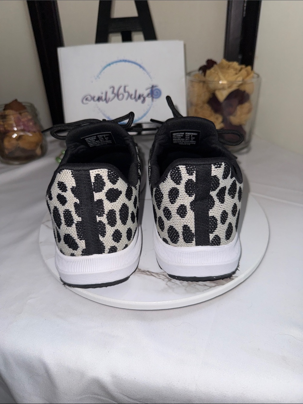 Athletic Works Black & White Leopard Knit Athletic Sneakers - Picture 4 of 6